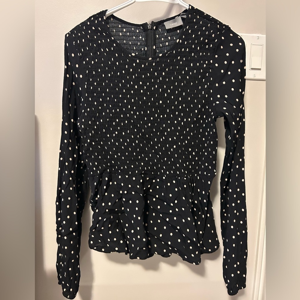 B. Young Polka Dot Long Sleeve Blouse